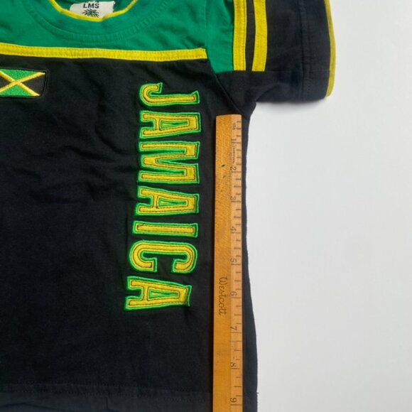 LMS Kids Short Sleeve Round Neck Jamaican Tshirt Black Green Yellow Size 2-4 - Picture 4 of 7